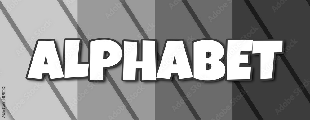 Alphabet - text written on striped grey background