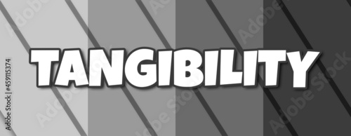 Photos Tangibility - text written on striped grey background