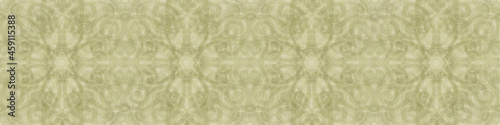 Wide horizontal border - green watercolor painting - mandala geometry - hand drawn - vintage decorative banner - Islam, Arabic, Indian, Ottoman motifs - artistic background pattern