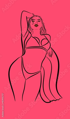 girl bikini pink illustration
