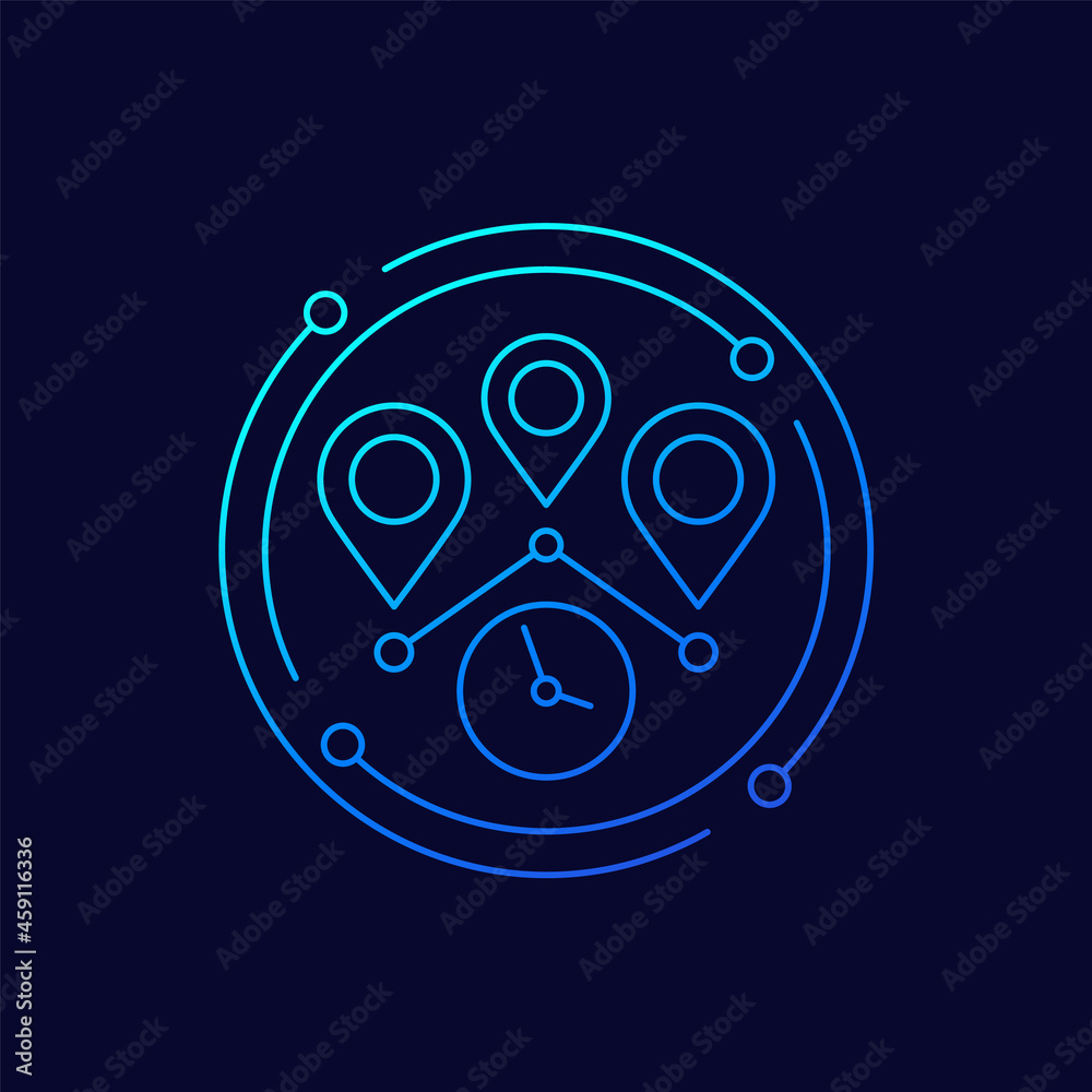 travel time icon, line art travel time icon, line art