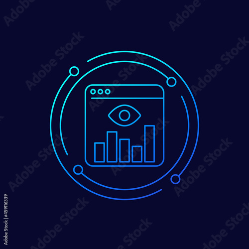Views analytics line icon, website and graph