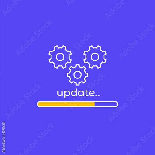 update, system upgrade vector design with progress bar