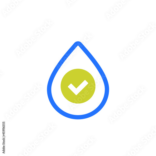 water drop icon and a check mark