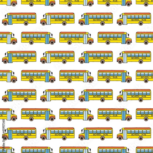 Seamless pattern with school busses, back to school pattern