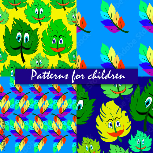 Set of vector simple colorful seamless patterns