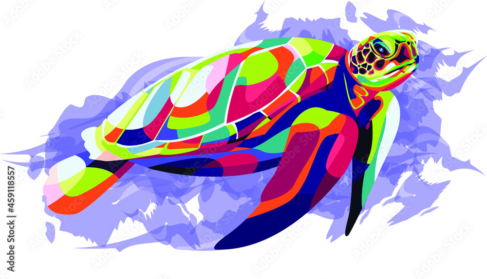 Colorful Turtle pop art  illustration
