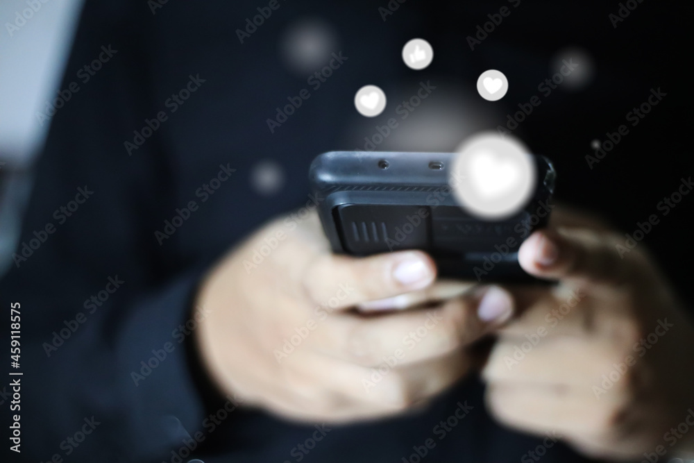 Young man using smart phone,Social media concept. Young man using smart phone,Social media concept.