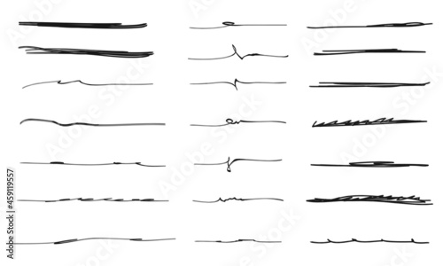 Set of hand drawn lines. Doodle design element with underline, scribble, swashes, swoops. swirl. vector illustration © Receh Lancar Jaya