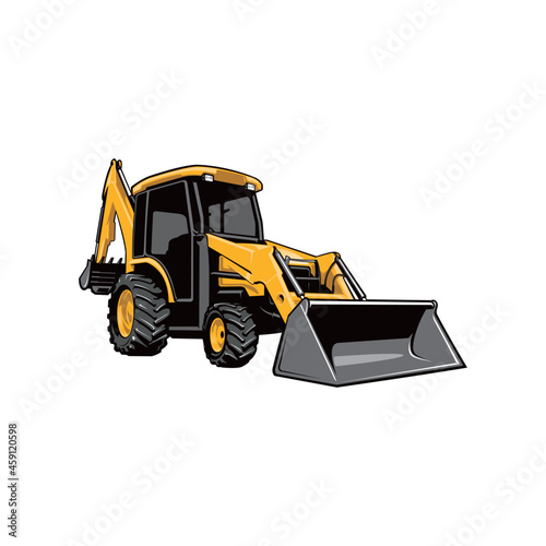 tractor, farm equipment, construction machine isolated vector