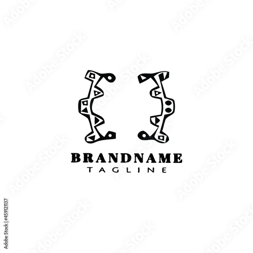 creative brackets cartoon logo icon design template black isolated vector illustration
