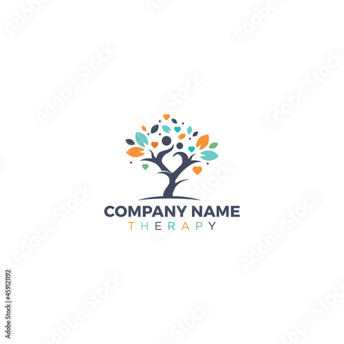 tree therapy modern logo design 