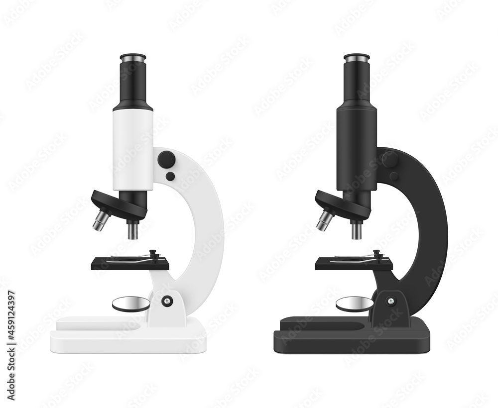 Set realistic lab microscope vector illustration. Innovation discovery and science researching Set realistic lab microscope vector illustration. Innovation discovery and science researching