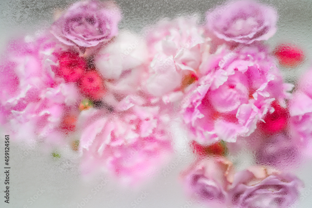 Abstract flower bouquet background under water drops Abstract flower bouquet background under water drops