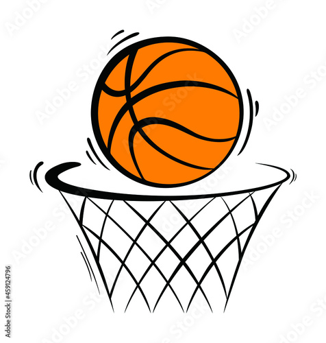 doodle basketball icon on white background