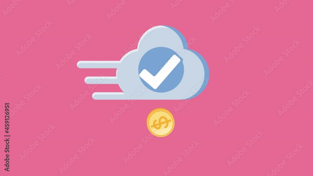 electronic commerce animation with cloud and coins electronic commerce animation with cloud and coins