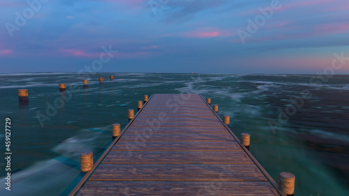 A long pier leading out onto the sea. 3d rendering