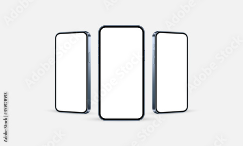 Smartphones Mockups with Blank Screens, Front and Side View. Vector Illustration