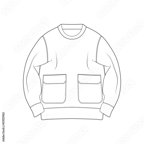 sweatshirt oversized outline drawing vector, hoodie oversized in a sketch style, trainers template outline, vector Illustration.