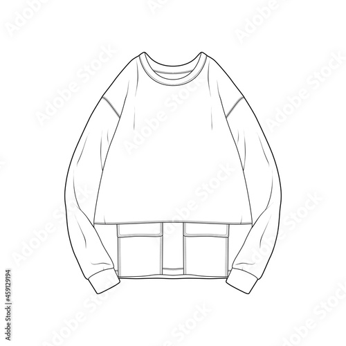 sweatshirt oversized outline drawing vector, hoodie oversized in a sketch style, trainers template outline, vector Illustration.