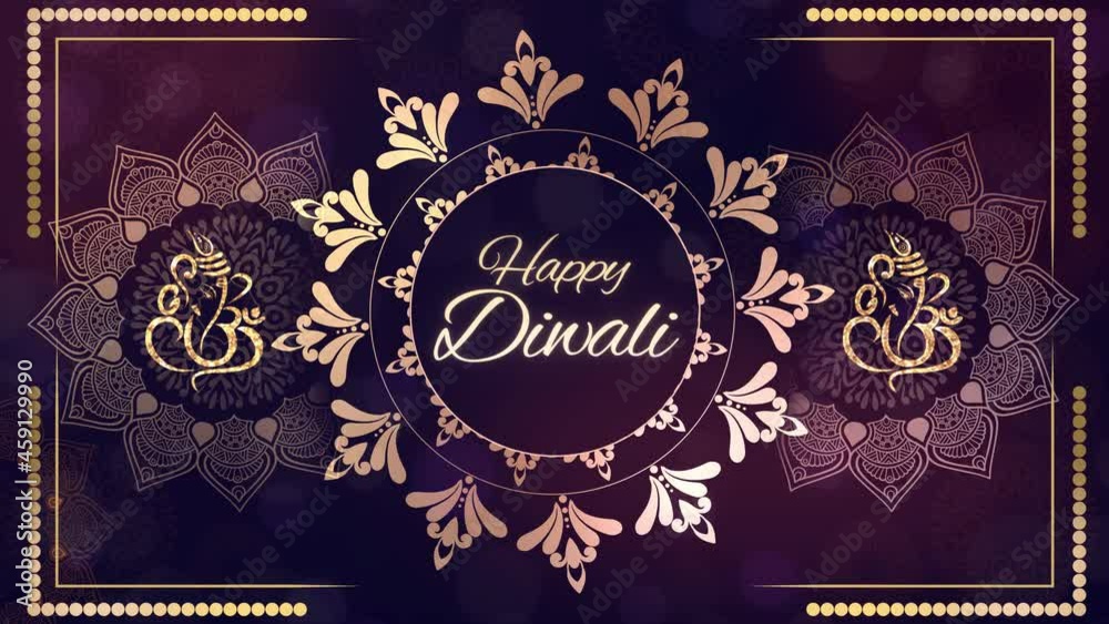 4K beautiful Burning diya, Lord Ganesha on Happy Diwali Festival, Shubh Happy Diwali Loop background. festival of lights. Invitation, Holiday. Diwali, Deepavali. without text version included.