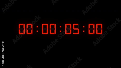 One minute of glowing led 60 fps timecode readout with red digits on black background. photo