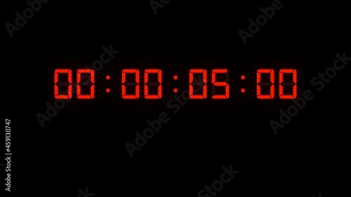 One minute of glowing led 60 fps timecode readout with red digits on black background.