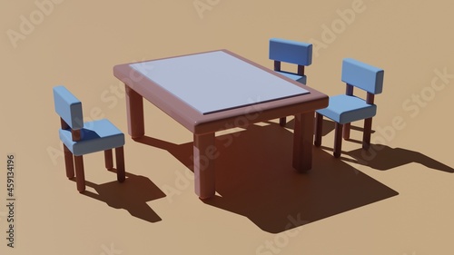 illustration of office desk and chair