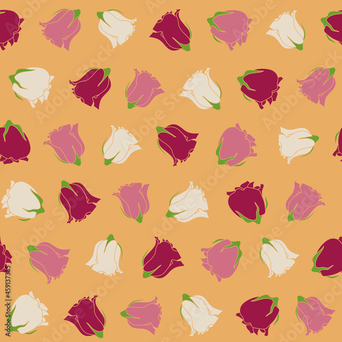 Vector pink red white flowers seamless pattern background. Perfect for fabric, scrapbooking, wallpaper projects.