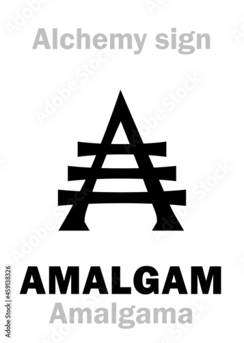 Alchemy Alphabet: AMALGAM (mdv.Latin: Amalgama «alloy») — alloy / fusion of mercury with another metal. Mercuride: Chemical formula=[Hg+Me]. Also: Amalgamation (unite multiple entities into one form).