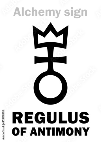 Alchemy Alphabet: REGULUS of ANTIMONY (Regulus Antimonii), Antimony regulus, Antimony metal — i.e. Antimony in refined metallic form, pure metal (as opposed to impure ore): Chemical formula=[Sb]. 