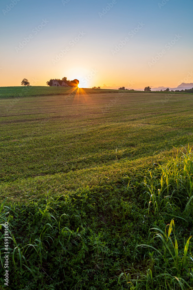 Fototapeta premium Colorful sunset in the fields of Friuli Venezia-Giulia