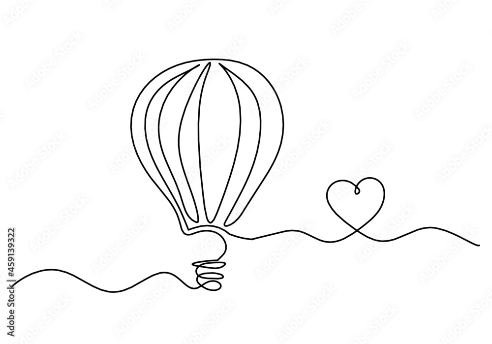 Naklejka premium Abstract air balloon as line drawing on white background. Vector