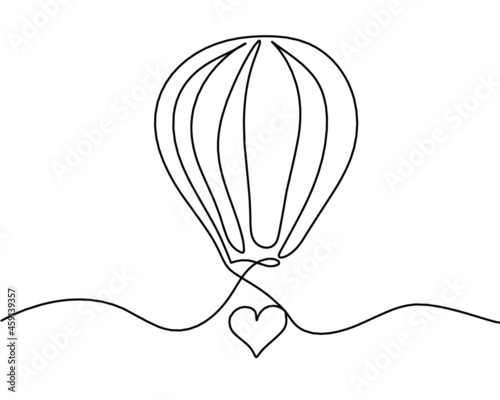Abstract air balloon as line drawing on white background. Vector