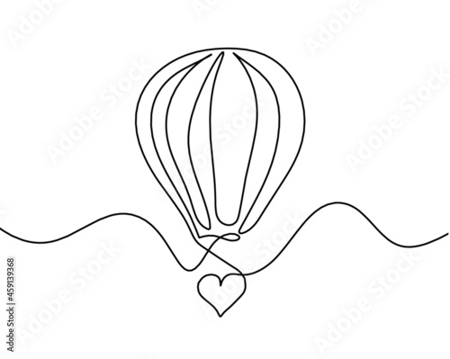 Abstract air balloon as line drawing on white background. Vector