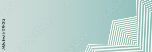 Vector abstract worm's eye view perspective white building skyscraper boxes from line shape pattern on light blue sky gradient background. Minimal trendy architecture banner concept.