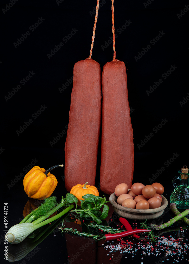 Turkish bacon, pastrami ( kayseri pastirma ) Fresh sliced pastrami