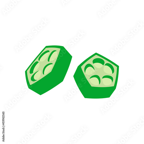 Okra also known Ladyfinger cut pieces vector isolated white background