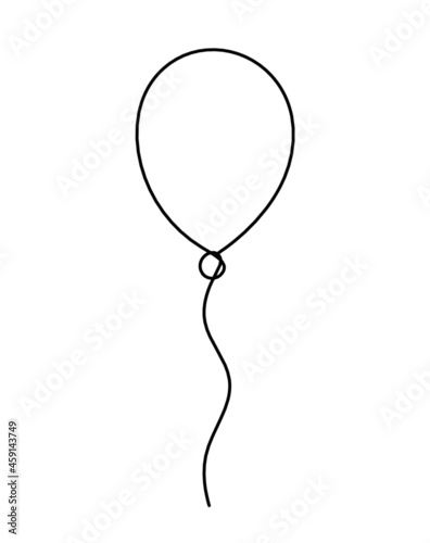 Abstract air balloon as line drawing on white background