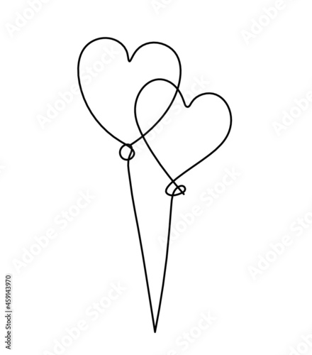 Abstract air balloon as line drawing on white background