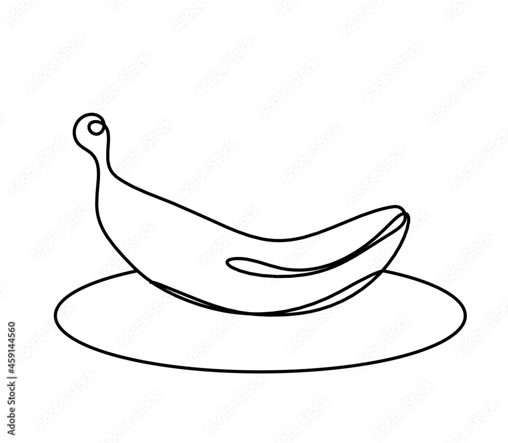 Drawing line banana on the white background. Vector Drawing line banana on the white background. Vector