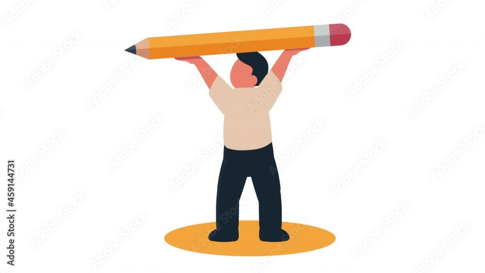 businessman worker with pencil animation character businessman worker with pencil animation character