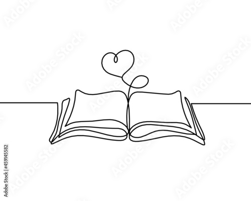 Abstract open book as line drawing on white background. Vector