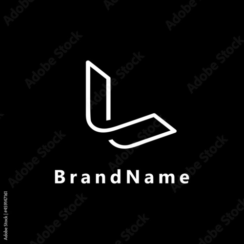 Initial Letter L Logo. White Monogram Luxury Logo isolated on Black background. Design Vector Icon Illustration Template Element.