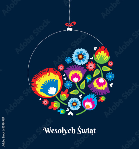 Bombka na Boże Narodzenie łowicki styl polski folk tradycyjny design