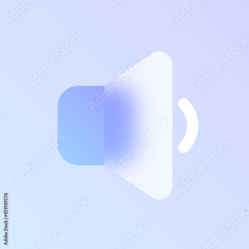 speaker glass morphism trendy style icon. quiet speaker color vector icon with blur, transparent glass and purple gradient. for web and ui design, mobile apps and promo business polygraphy