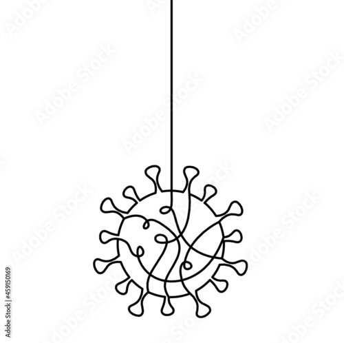 Abstract sign of corona virus as line drawing on white background. Vector