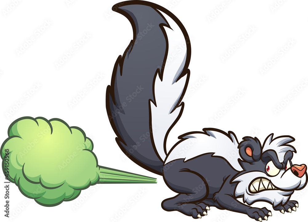 Angry cartoon skunk spraying toxic fumes. Vector clip art illustration with  simple gradients. Skunk and cloud on separate layers. Stock-Vektorgrafik |  Adobe Stock
