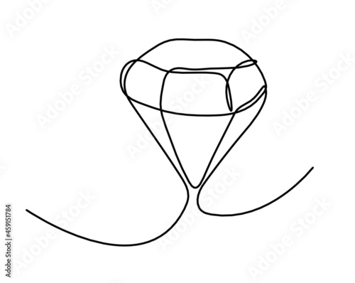 Abstract crystal as continuous lines drawing on white background. Vector