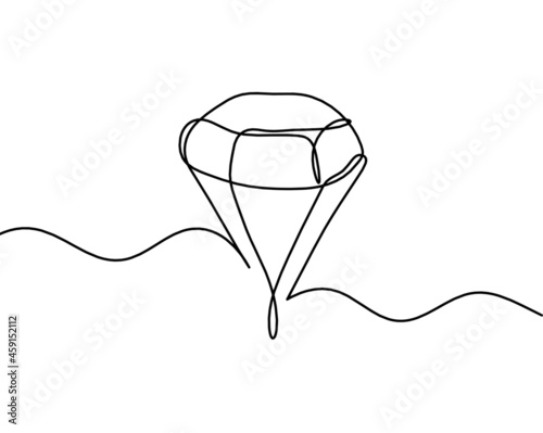 Abstract crystal as continuous lines drawing on white background. Vector